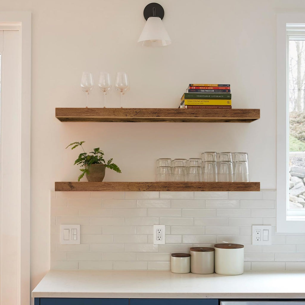 Long Floating Shelves for Wall (Brown, Set of 2, 39.4")