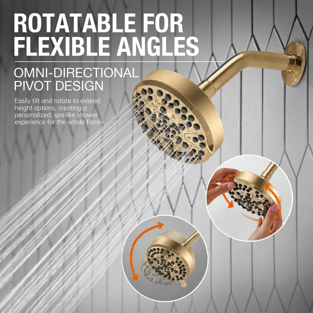 10-Setting Champagne Gold Rain Shower Head