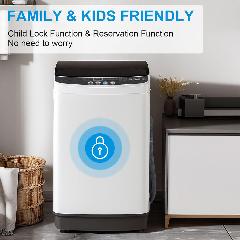 Portable Washing Machine, 16LBS Full Automatic Washer and Spinner, 10 Programs with Child Lock & Energy-Saving