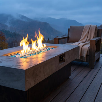 56" Propane Fire Pit Table, 50, 000 BTU, 3 Heights, Cement Grey