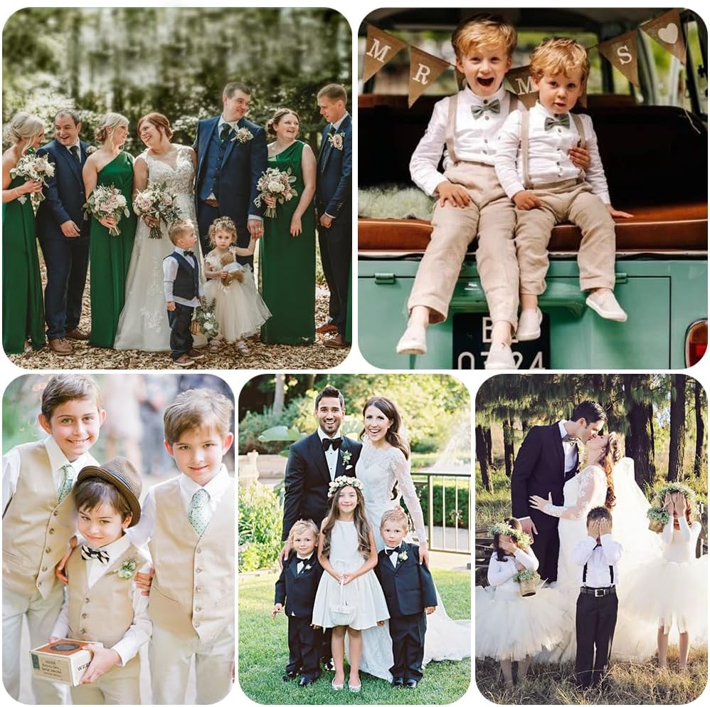 Boys 4 Pieces Suits Slim Fit Kids Vest Pants Sets Formal Dresswear for Boy