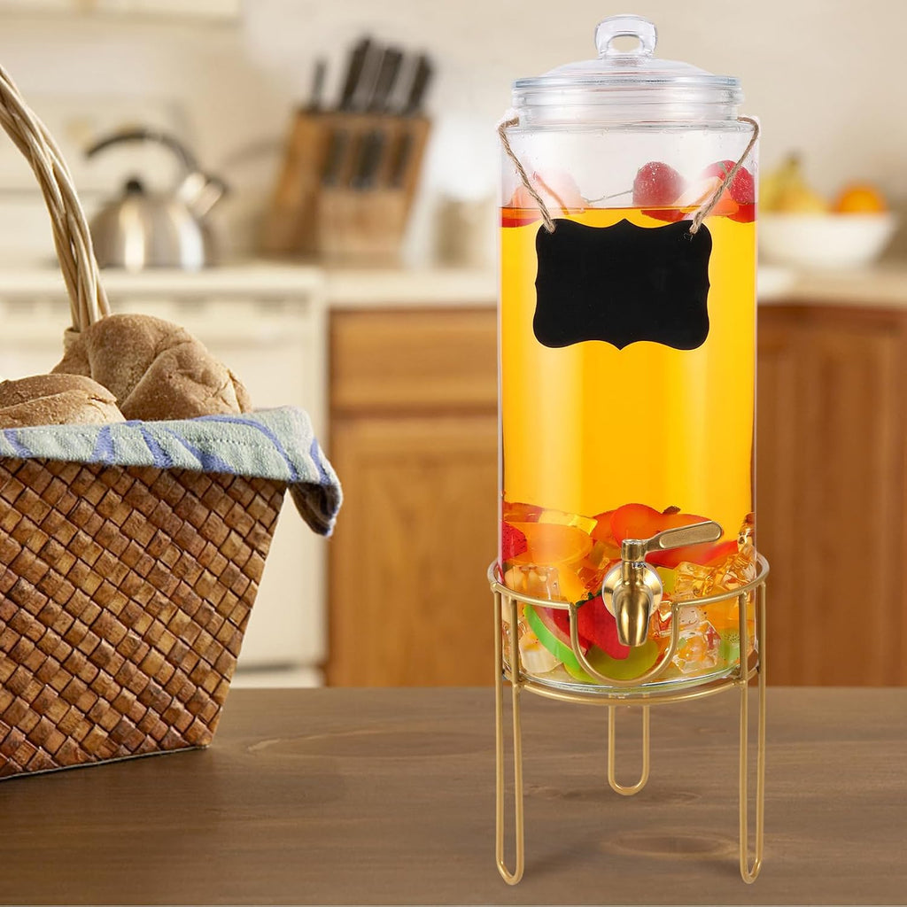 1.5 Gallon Drink dispenser, With Stand, Drink Dispensers for Parties With Stainless Steel Spigot + Marker &