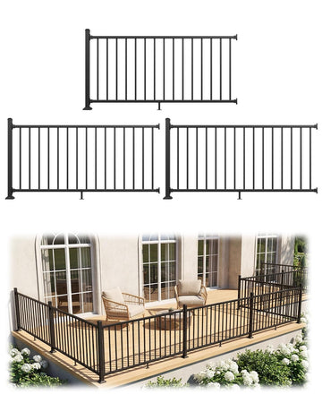 36 in. H x 6 ft. W Aluminum Deck Railing Kit, Outdoor Modular Porch Railing
