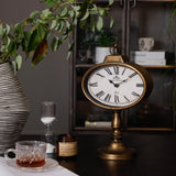 NIKKY HOME Antique Mantel Clock, Gold Retro Desk Clock Silent-Non-Ticking Battery Operated Decorative Desk Table Clock