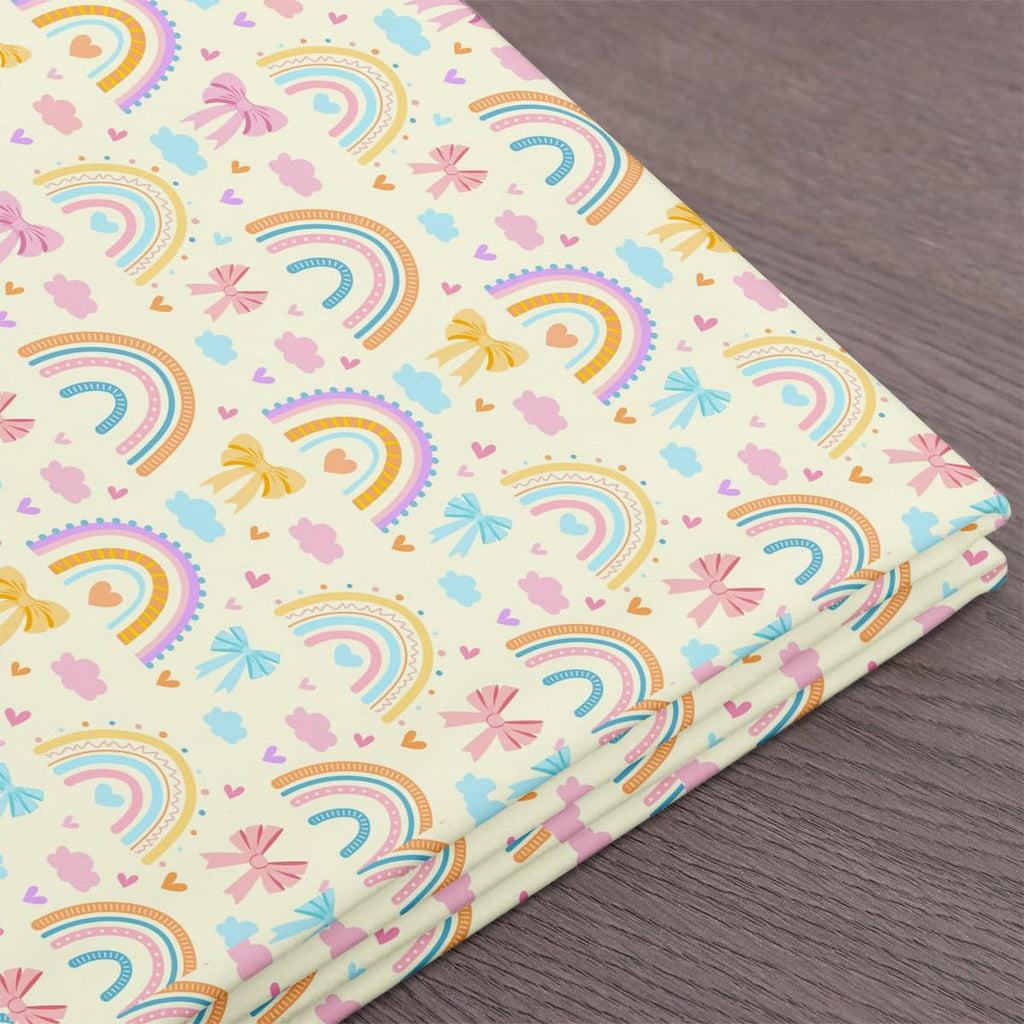 Rainbow Fabric by The Yard, Cute Princess Bow Tie Printed DIY Art Fabrics, Colorful Bowknot Pattern Decorative