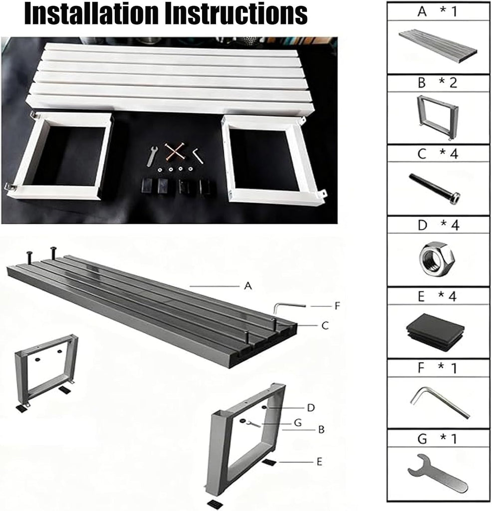 39in 47in 59in 71in Outdoor Metal Bench Weatherproof Outdoor Seating All-Weathe Backless Patio Bench With Slatted