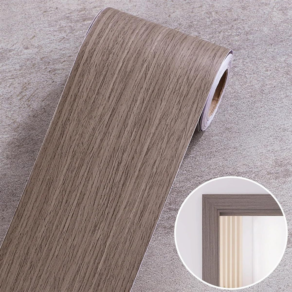 Wood Grain Self-Adhesive Door Frame Edge Tape - Peel & Stick ‌Trim for Repairing Wooden Doors & Furniture, Damage