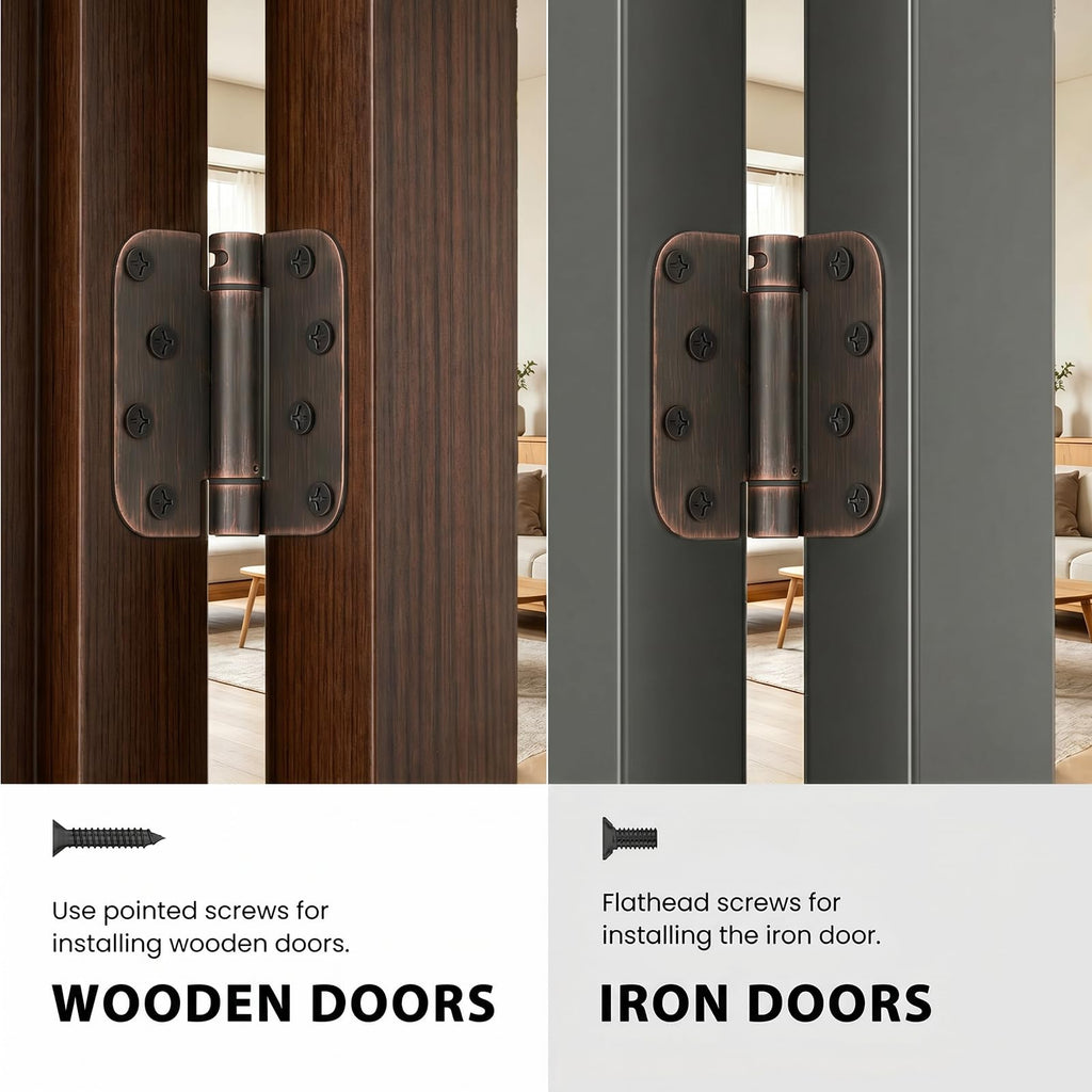 2 Pack 4Inch Spring Door Hinges Oil Rubbed Bronze 5/8" Radius Corner