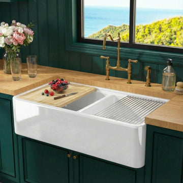 33 x 20 Inch Double Bowl Apron Farmhouse Workstation Kitchen Sink ﻿