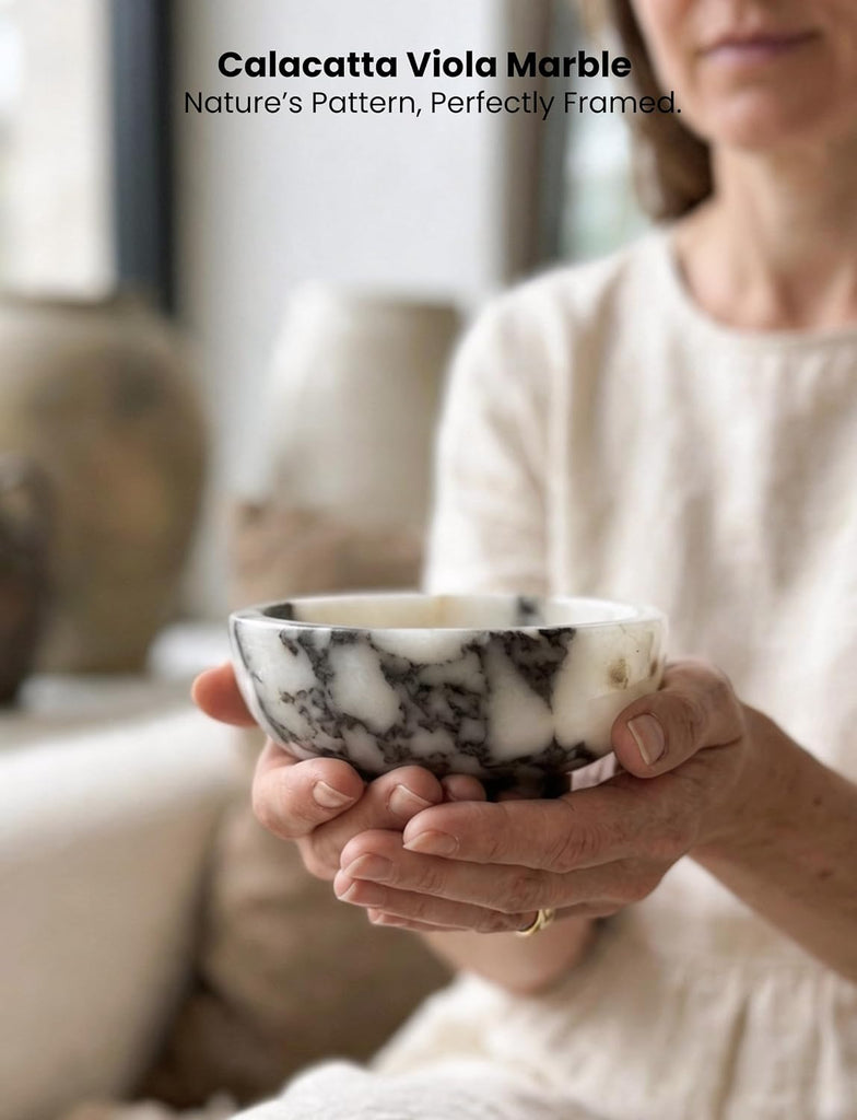 5" Calacatta Viola Marble Catchall Bowl for Luxury Home Decor