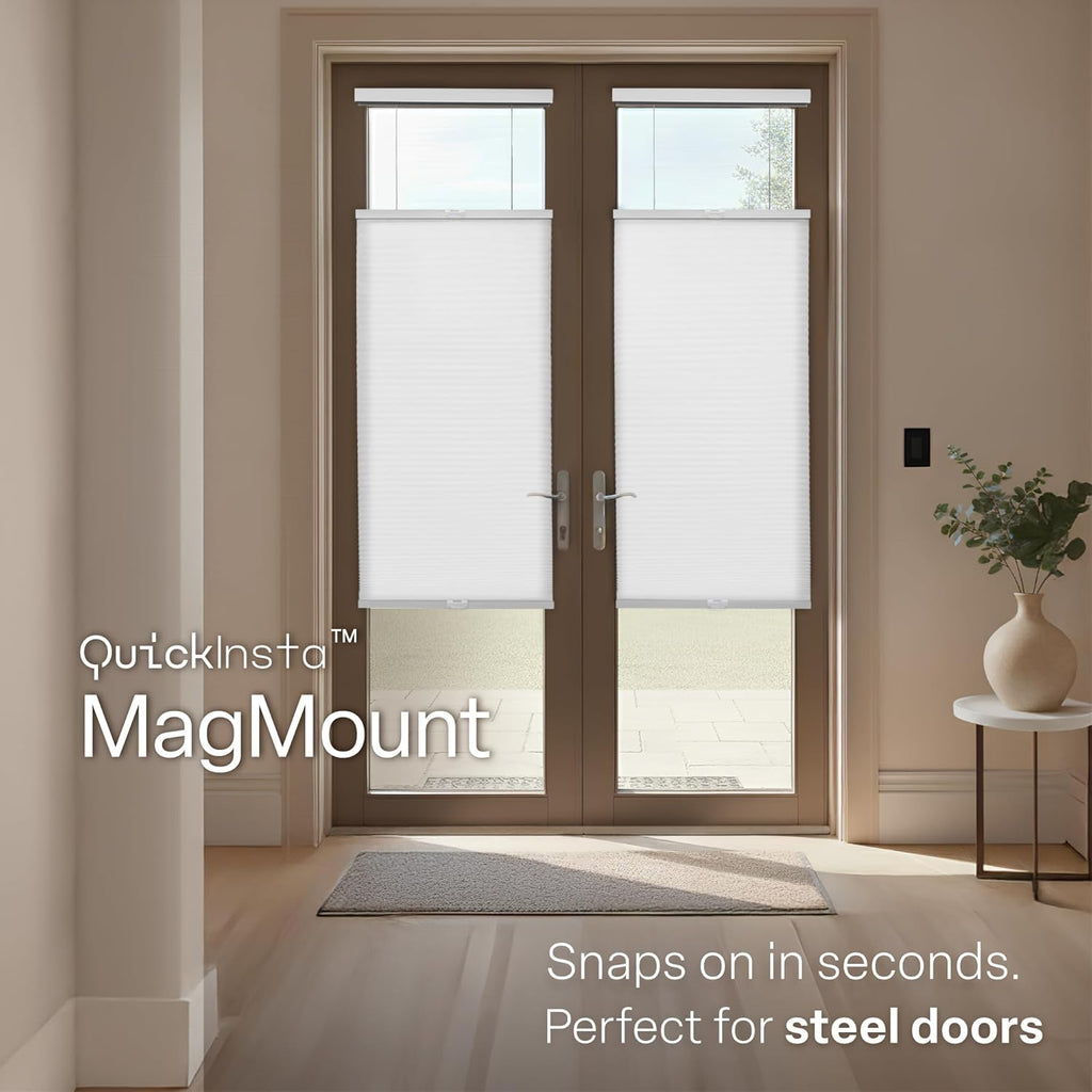 Magnetic Top Down Bottom Up Door Shades, White, 25 x 84 in | Strong-hold MagMount, Thermal insulation, Adjustable