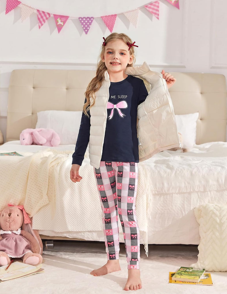 Girls Pajamas Long Sleeve Snug Fit Pjs Set Kids Cute Sleepwear