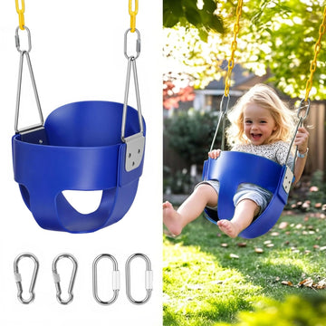 High Back Full Bucket, Toddler Swing with Coated Chains & Triangle Dip Pinch Protection for Safety, Baby Swing