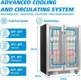 24 Inch Wine and Beverage Refrigerator, Dual Zone Wine Cooler with Advanced Cool
