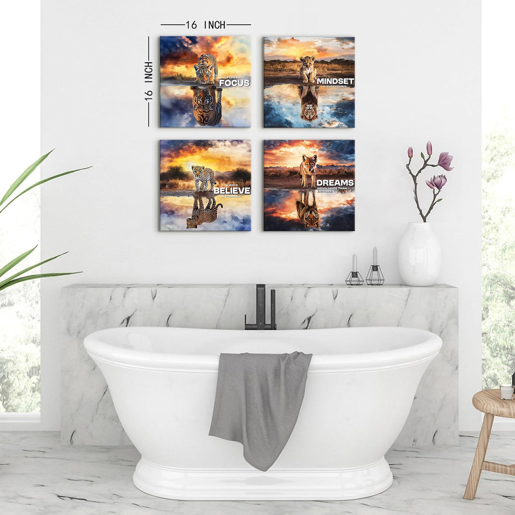 Motivational Wall Decor Lion Wall Art Inspirational Quotes Pictures Sunset Landscape Canvas Prints Leopard Tiger Wolf