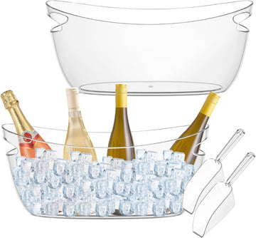 Clear Ice Bucket Set - 5L Ice Buckets for Parties with Ice Bucket Scoop, Champagne Beer Tub Wine Beverage - Set of 2