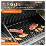 4-Burner Propane Gas Grill with Side Burner, 42,000 BTU BBQ Grill with Porcelain-Enameled Cast Iron Grates, Cabinet-Style Outdoor Grill (Blue)