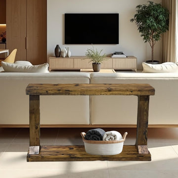 Reclaimed Wood Console Table, 100% Reclaimed Wood with Matte Finish (10.5 x 48 x 29 H)