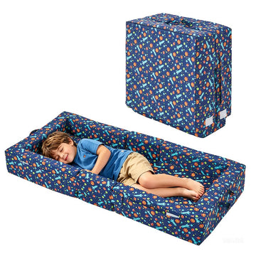Toddler Travel Bed, Foldable Kid Floor Bed with Washable Cover