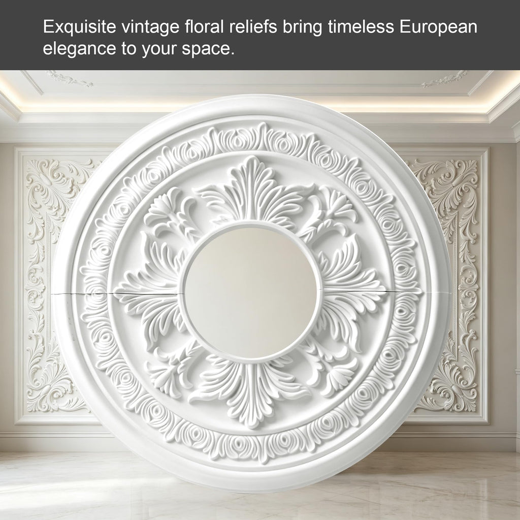 15-3/8" Split Ceiling Medallion, White Primed Light Fixture Canopy, Decorative Ceiling Rosette for Chandeliers &