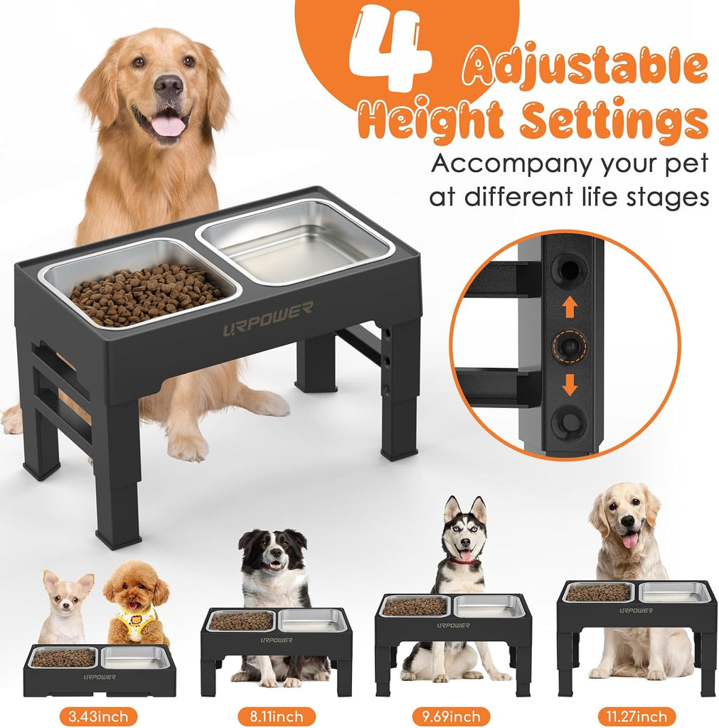 Raised Dog Bowls 4 Height Adjustable Elevated Bowl Stand