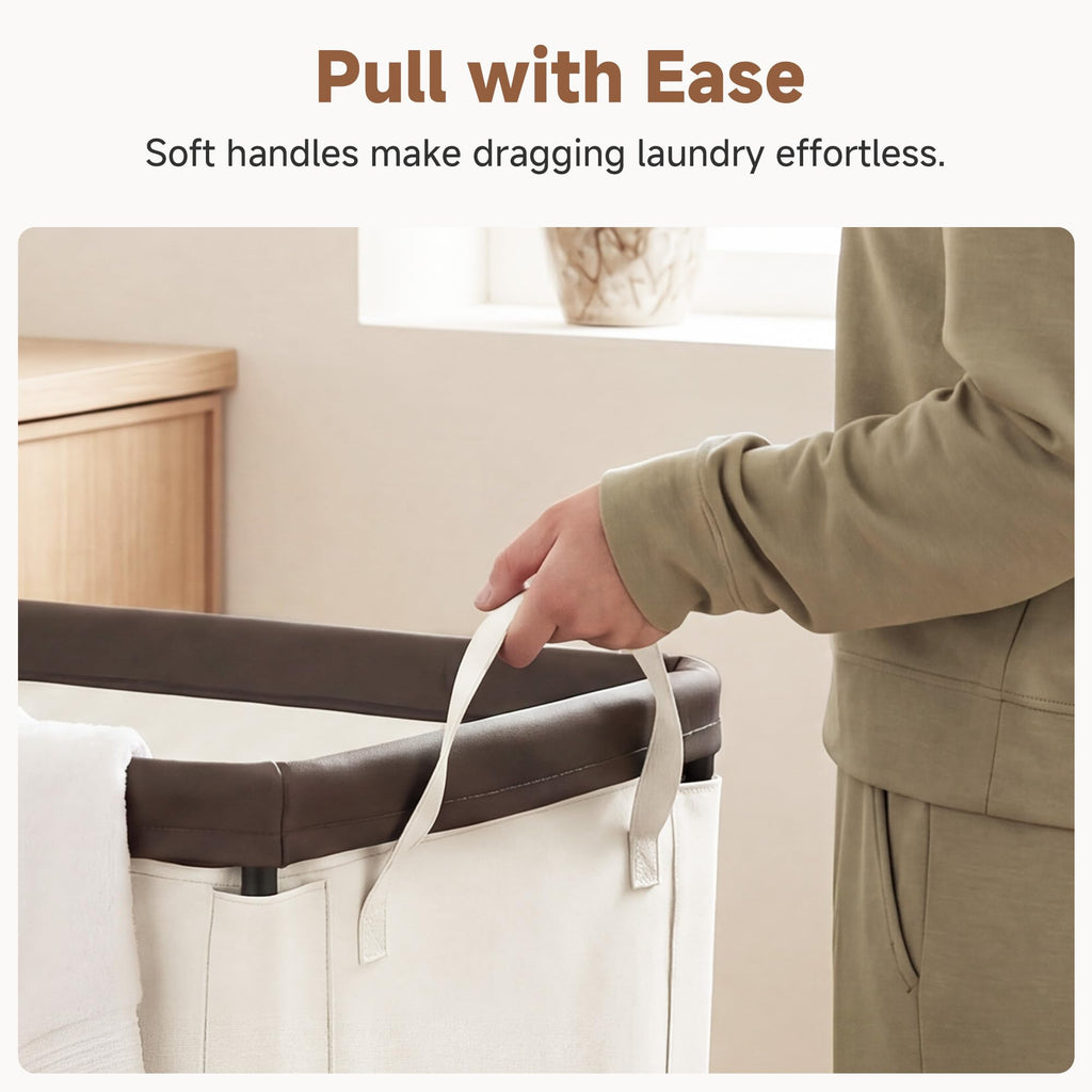 Hamper with Wheels, 310L Large Beige Basket Cart