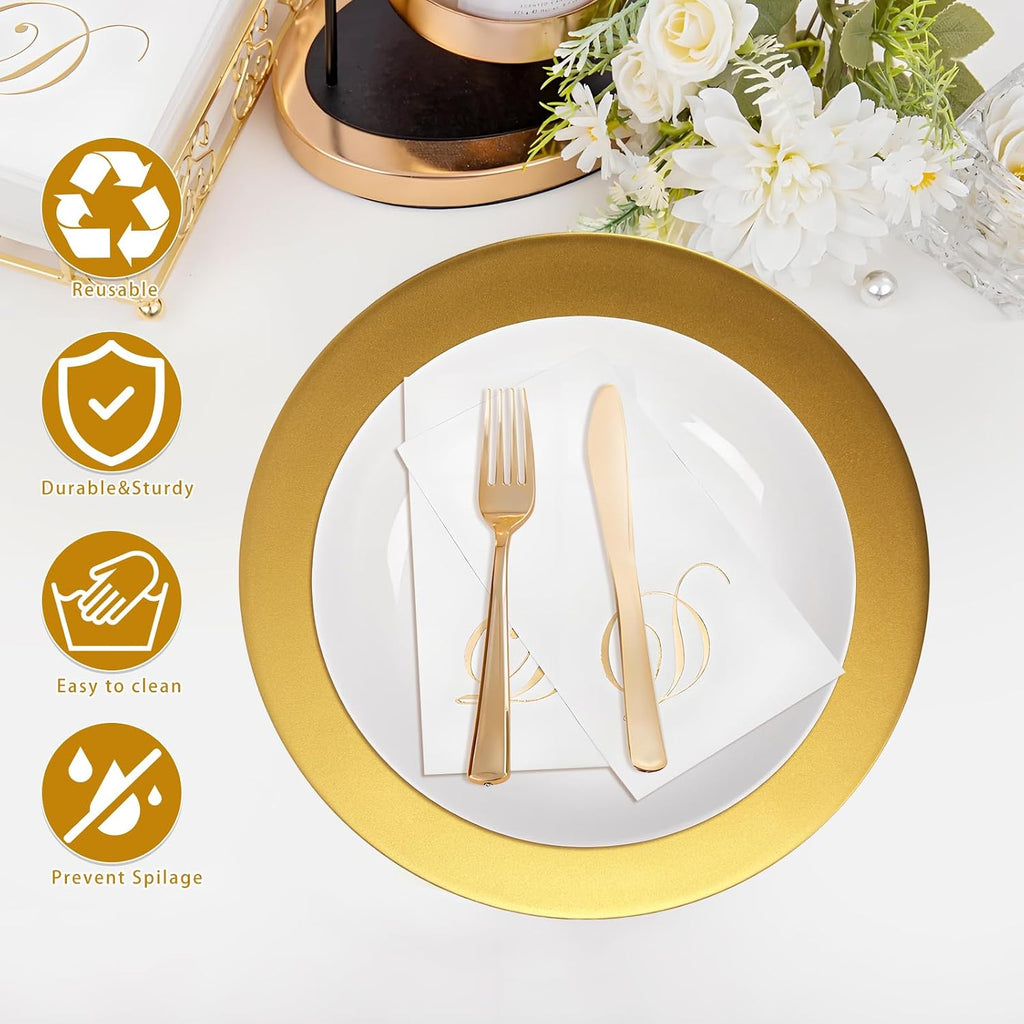 Table Charger Plates, 13'' Serving Dinner Plate Chargers - Set of 12