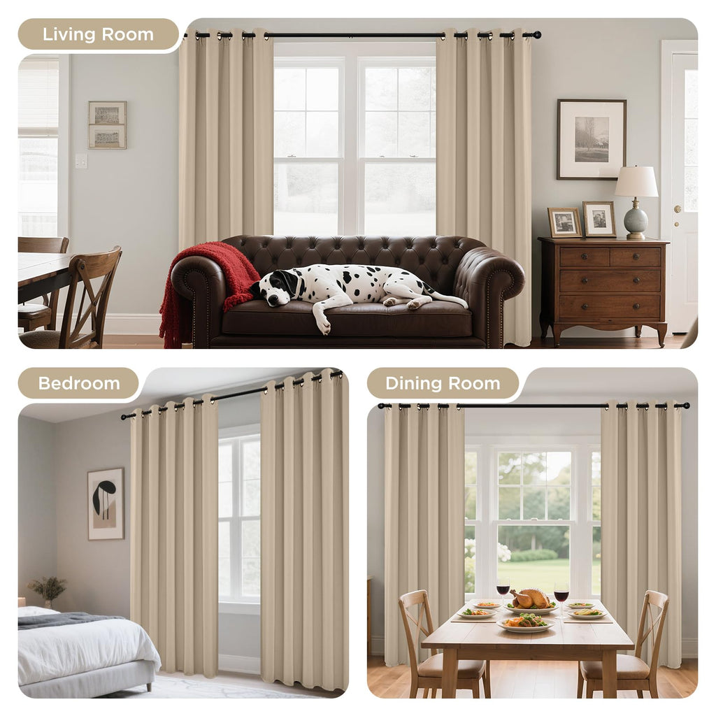 Blackout Curtains 108 Inches Long 1 Panel, Thermal Insulated Long Curtains& Drapes 1 Piece, Room Darkening Grommet