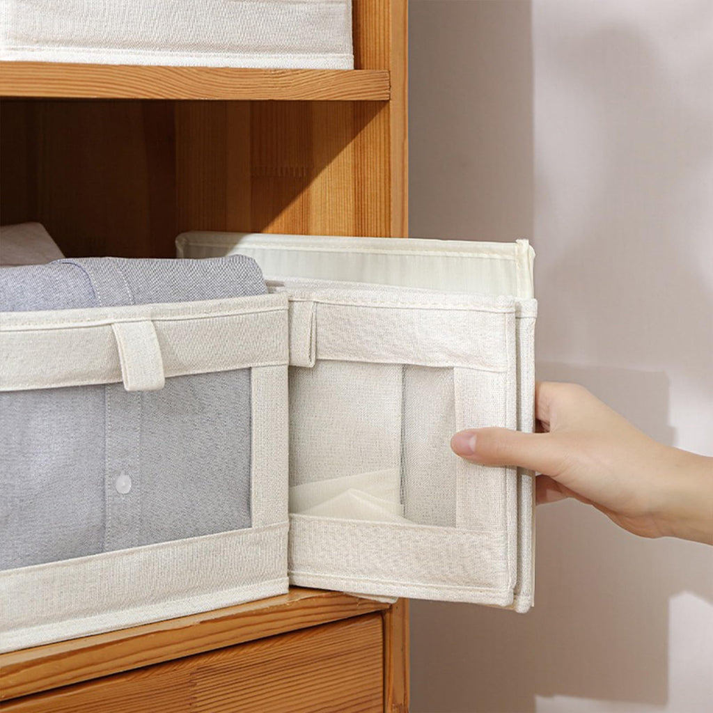 8 Pack Bins Linen Closet Baskets for Closet Organization Foldable Closet Organizer Bins with Clear Window For
