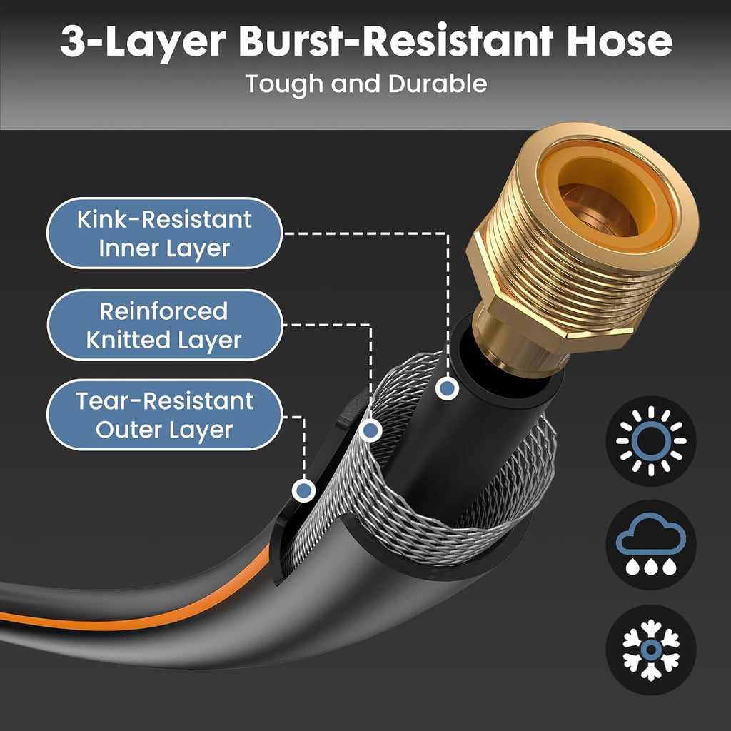 Retractable Garden Hose Reel, 1/2 in X 65 ft Water Hose with Nozzle | Automatic Heavy Duty Wall Mounted, 9 Pattern