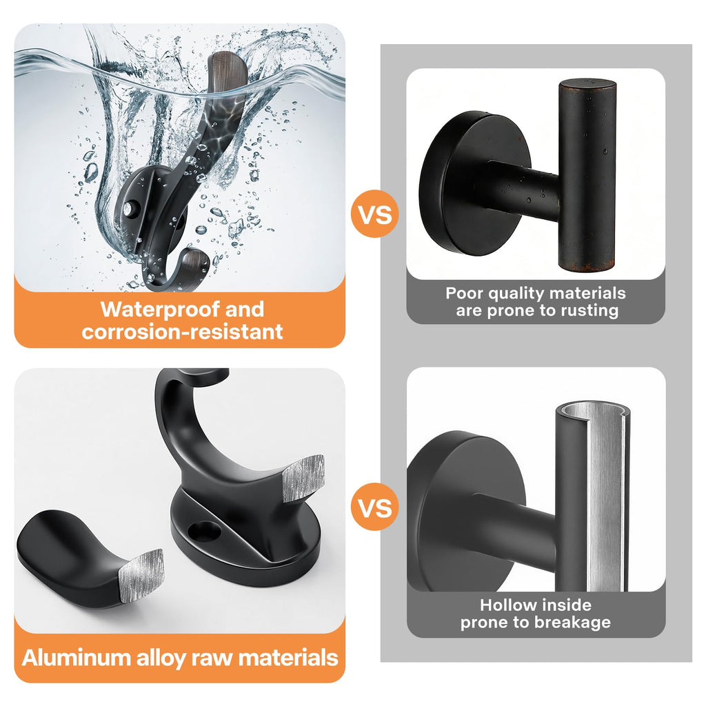 Coat Hooks Heavy Duty - Anti-Rust Oil Rubbed Bronze Towel Hook Decorative Wall Hooks for Hanging Towel, Robe, Scarf