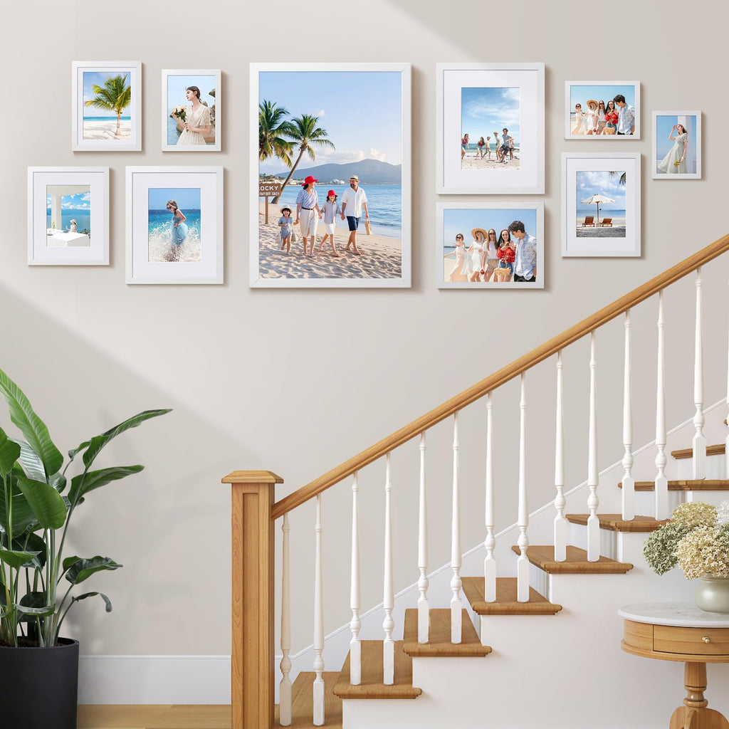 5x7 Picture Frames Set of 10, Wall or Tabletop Display, White