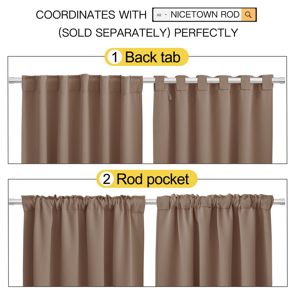 Blackout Curtains - (Cappuccino Color) 52 inches Wide by 108 inches Long, Set of 2 Pieces, Insulated Solid Drape