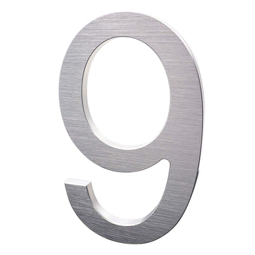 6 Inch Modern House Numbers- Premium Aluminum Floating Home Address Number with Exquisite Drawing Process, Silver