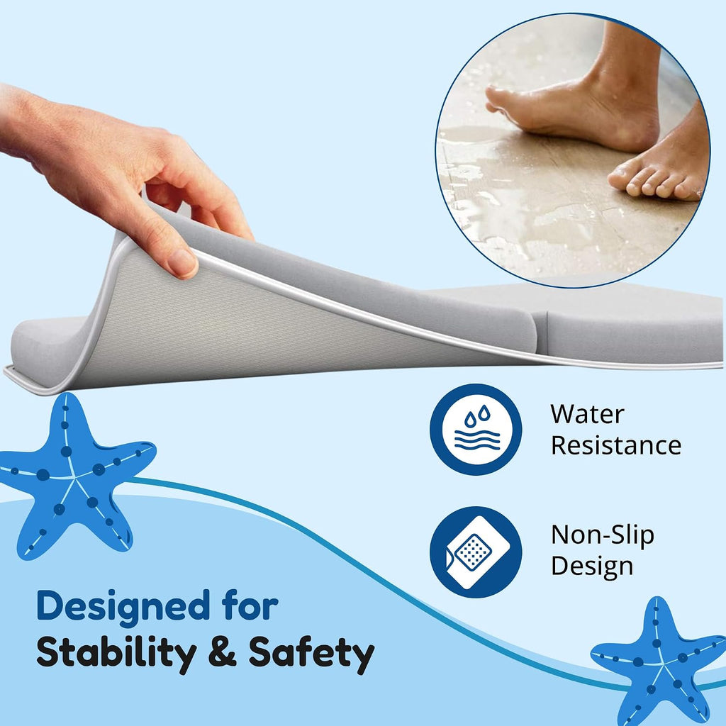 Bath Kneeler and Elbow Rest Pad Set - Extra Thick 1.5" Cushioned Baby Bath Kneeling Pad, Non-Slip Mat with Quick Dry