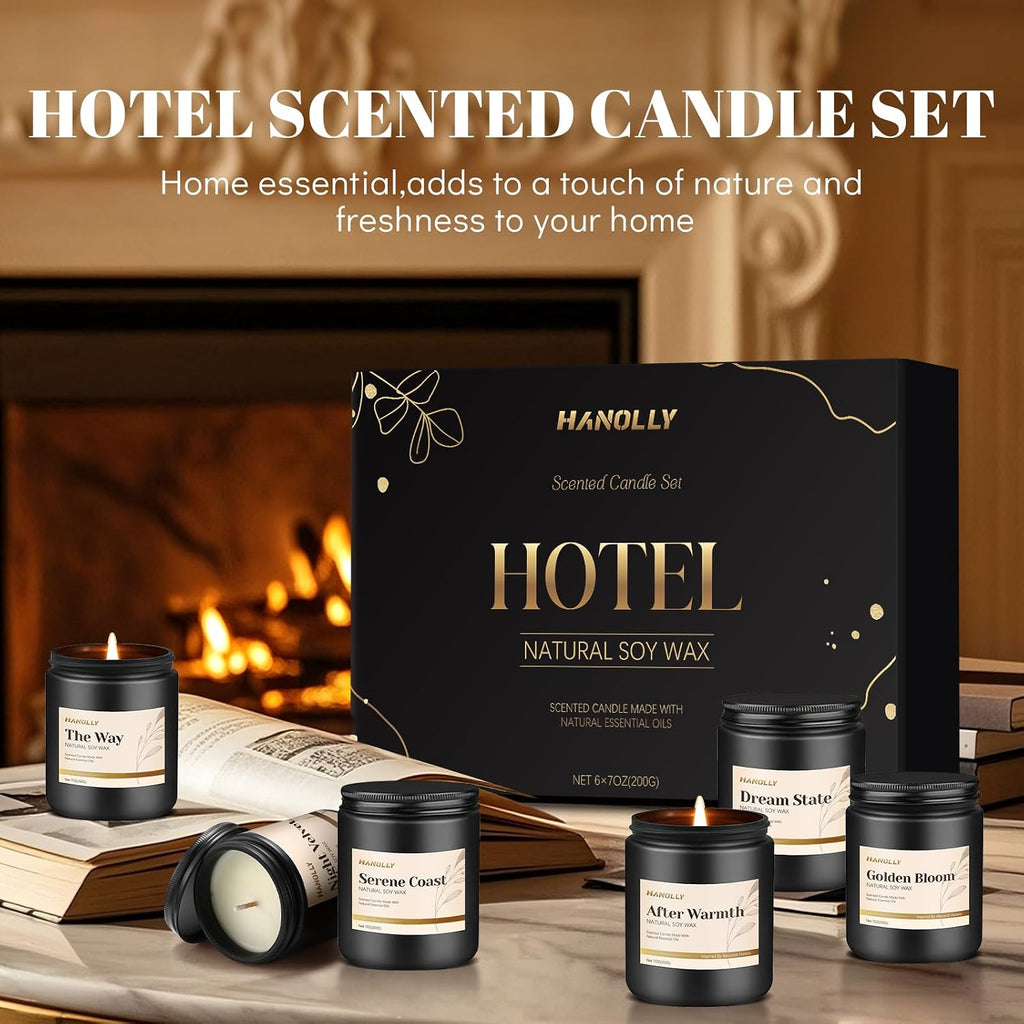 Hotel Scented Candles Gift Set, 6 Pack Candles Scented - Set of 6