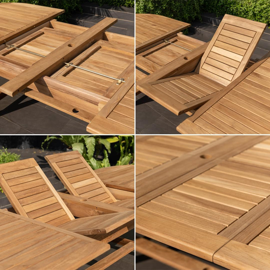 Fairview 9 Piece Teak Double Extendable Oval Dining Set