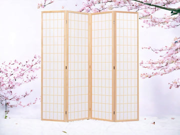 4 Panels Room Divider Privacy Screen Shoji Divider 6ft High Japanese Style Privacy Room Divider (Natural, 4 Panels)