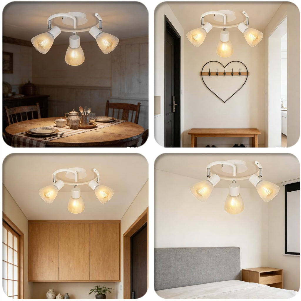 Track Lighting, Modern Glass Ceiling Light Fixture White