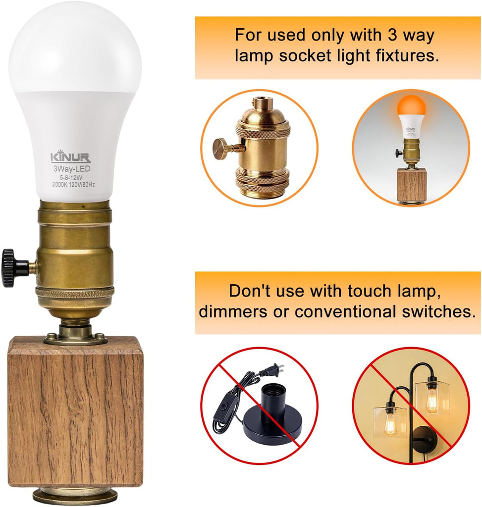 3-Way LED Bulbs 30/70/100 Watt Equivalent, 2700K Soft White, A19 E26 Base, 500lm-800lm-1200lm, 3-Way Dimmable Light