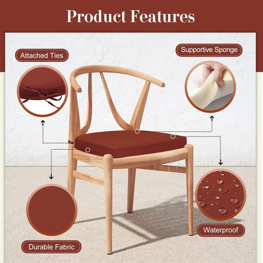 Outdoor Chair Cushions, Waterproof Patio Seat Cushions with Adjustable Straps, Round Corner Patio Chair Cushions for