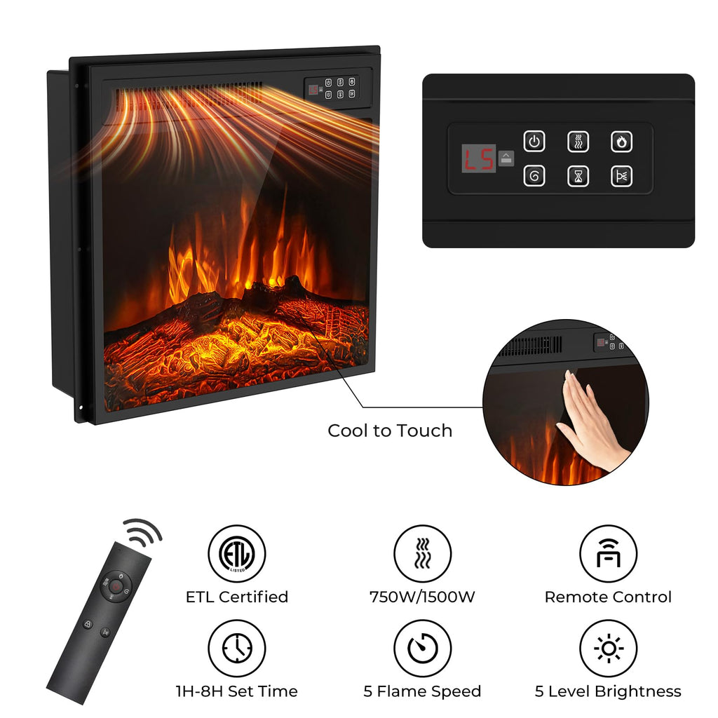 Electric Fireplace TV Stand for TVs Up to 65", 58" Entertainment Center Console Table with 18" Fireplace/LED