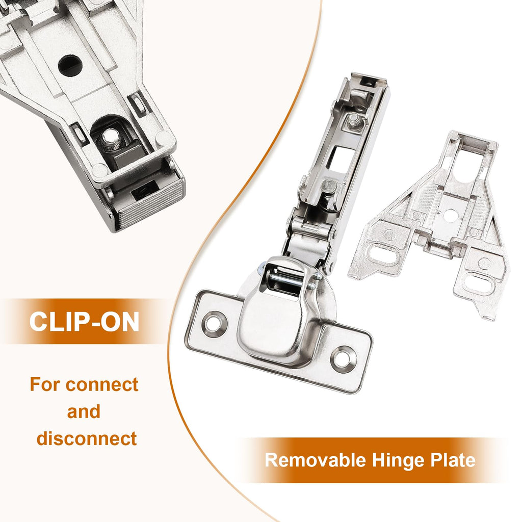 16 Pairs(32 Pack) Kitchen Cabinet Hinges for Face Frame Cabinet, Concealed Cabinet Hinges Brushed Satin Nickel with
