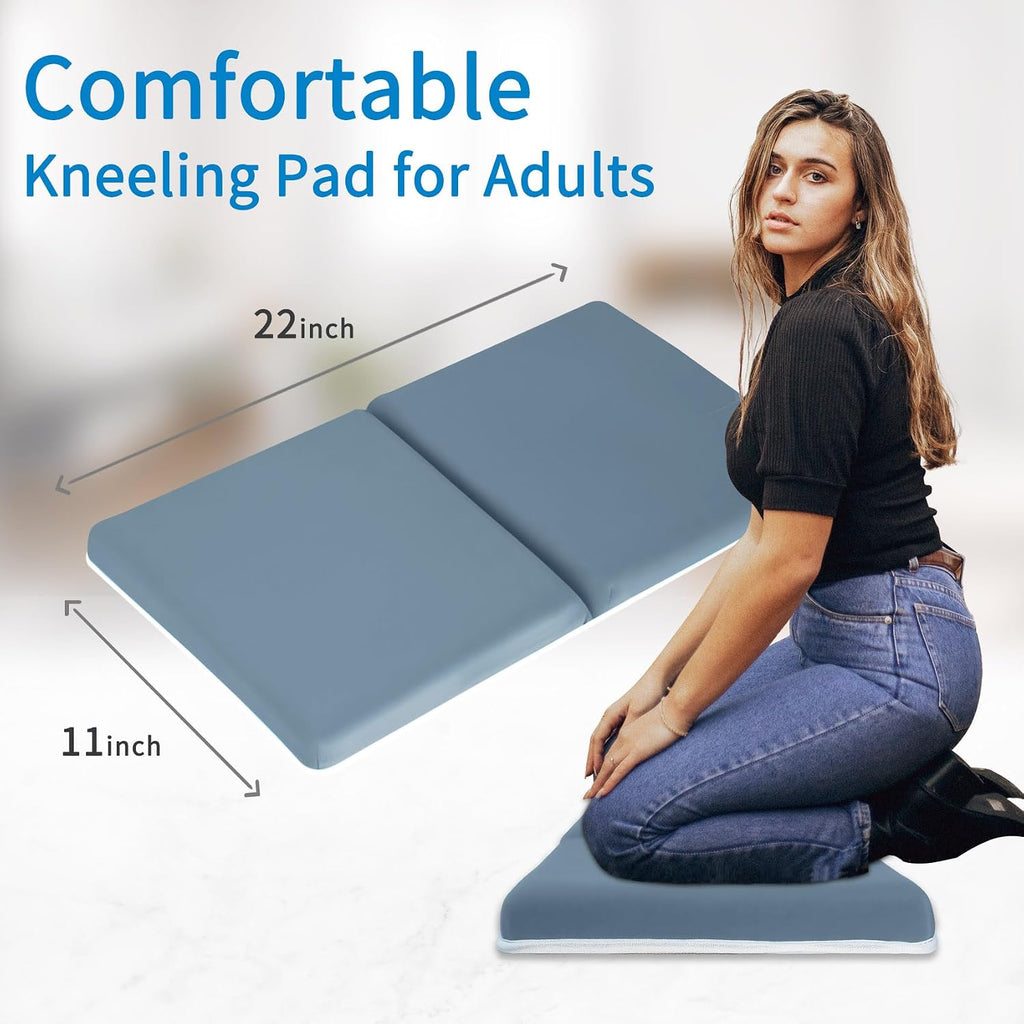 Bath Kneeler with Elbow Rest Pad Set, 1.5 inch Kneeling Pad Mat for Bathtub Baby Bathing Parents, Painless Foam Mat