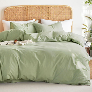 Cotton Duvet Cover Set, 100% Washed Cotton, Linen Like Textured, Breathable Durable Comfy Farmhouse Neutral Bedding
