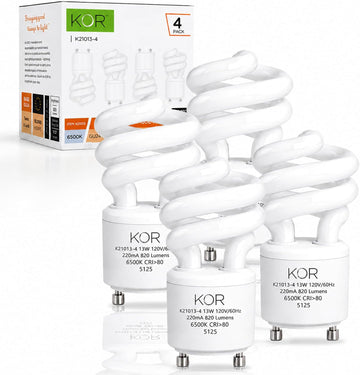 GU24 CFL Light Bulbs, 13W 60W Equivalent, 5000K Bright White, 4-Pack