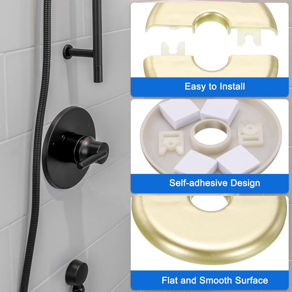 4pcs Wall Split Flange 105mm / 4.1" OD Escutcheon Plate ABS Round Self-Adhesive Plumbing Cover Plates for 44mm / 1.7"
