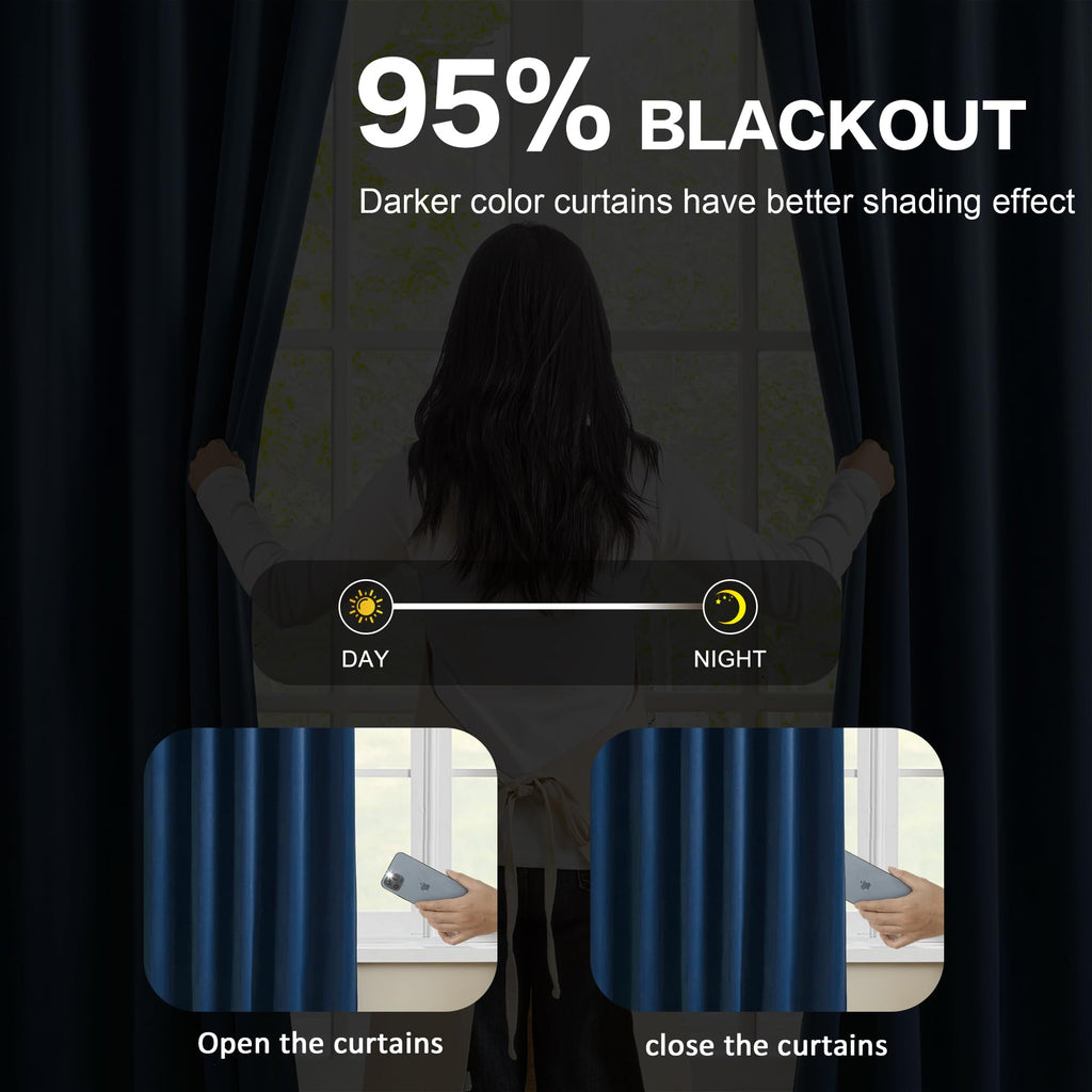 Pinch Pleated Curtains 100 Inches Long 2 Panels Set, Thermal Insulated Blackout Room Darkening Curtain, Window