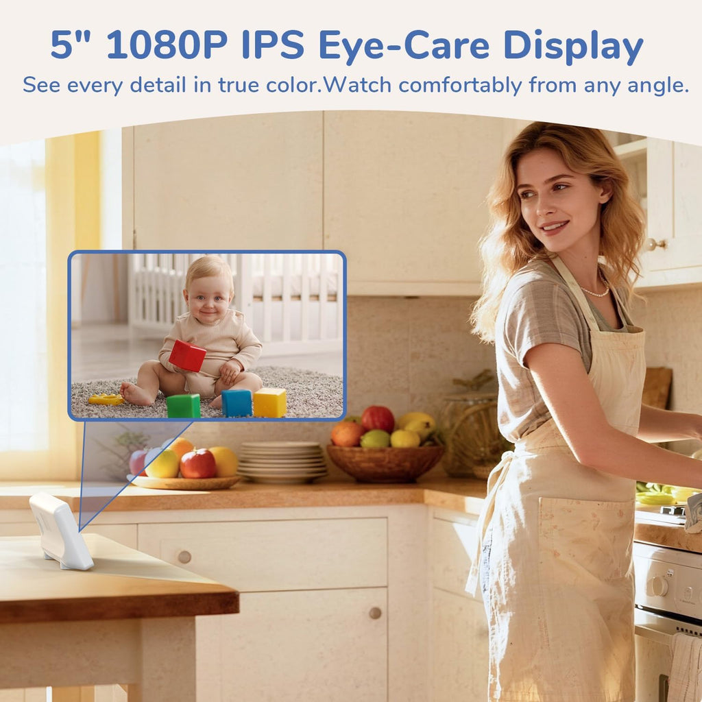 No WiFi Video Baby Monitor, 1080P 5" IPS Display, VOX