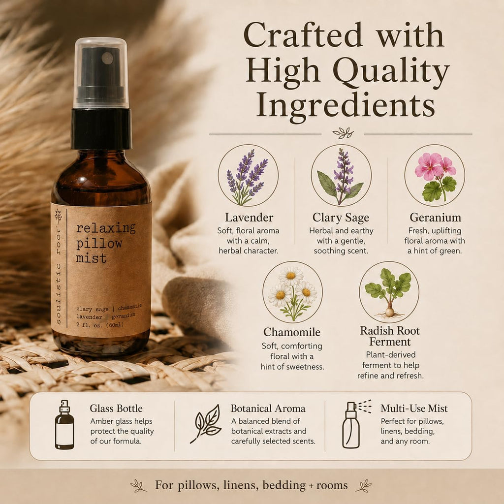 Relaxing Pillow Mist | Lavender Chamomile Linen Room Spray for Pillows, Bedding and Linens, Botanical Home Fragrance - Set of 2